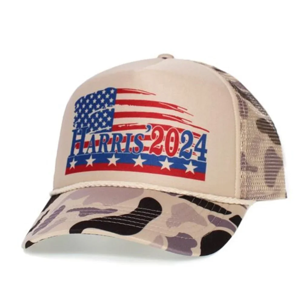 Kamala Harris 2024 President Truckers Hat Democrat Liberal Snap Closure OSFM Cap